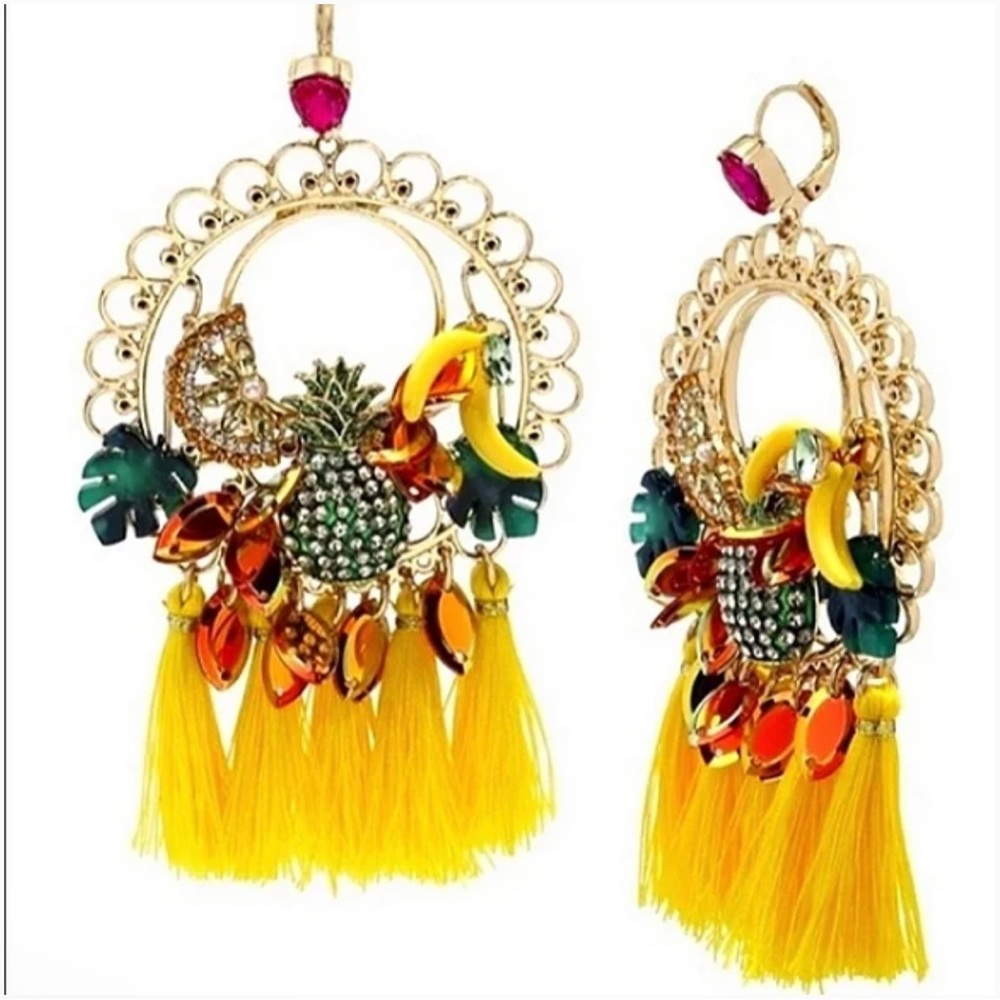 NWT BETSEY JOHNSON Mixed Fruit Chandelier Earrings